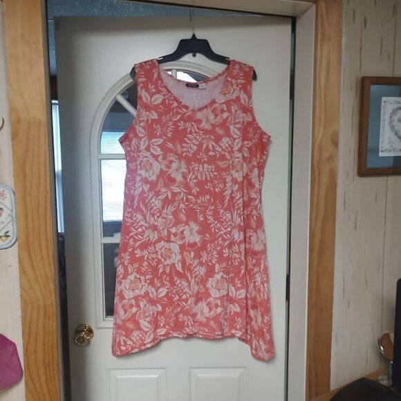 New Basic Editions Coral Flowered Tank Dress Size women's XXL - Picture 1 of 2